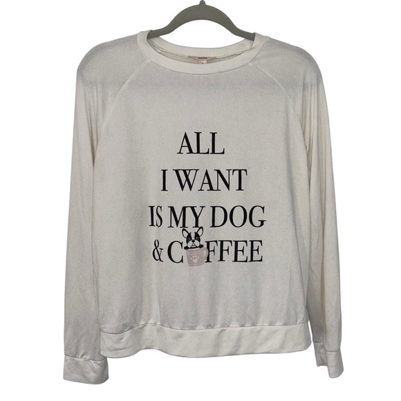 White Boston Terrier Dog Coffee Como Vintage Pajamas Pj Loungewear Small Top Fit - Picture 1 of 3